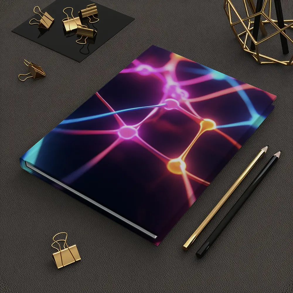 Neon Neural Network Glowing Dark Background – Notebooks