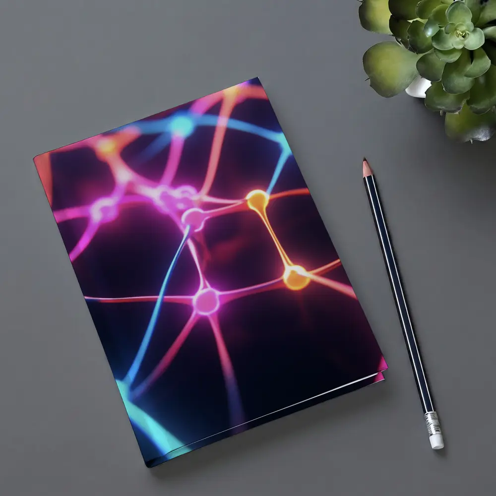Neon Neural Network Glowing Dark Background – Notebooks