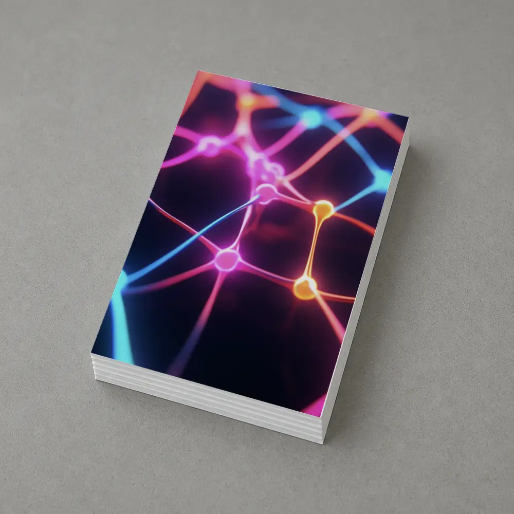 Neon Neural Network Glowing Dark Background – Postcards
