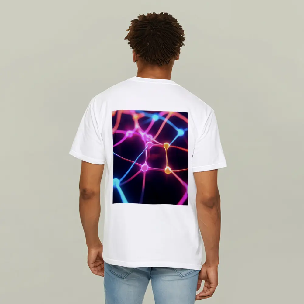 Neon Neural Network Glowing Dark Background – T-Shirts