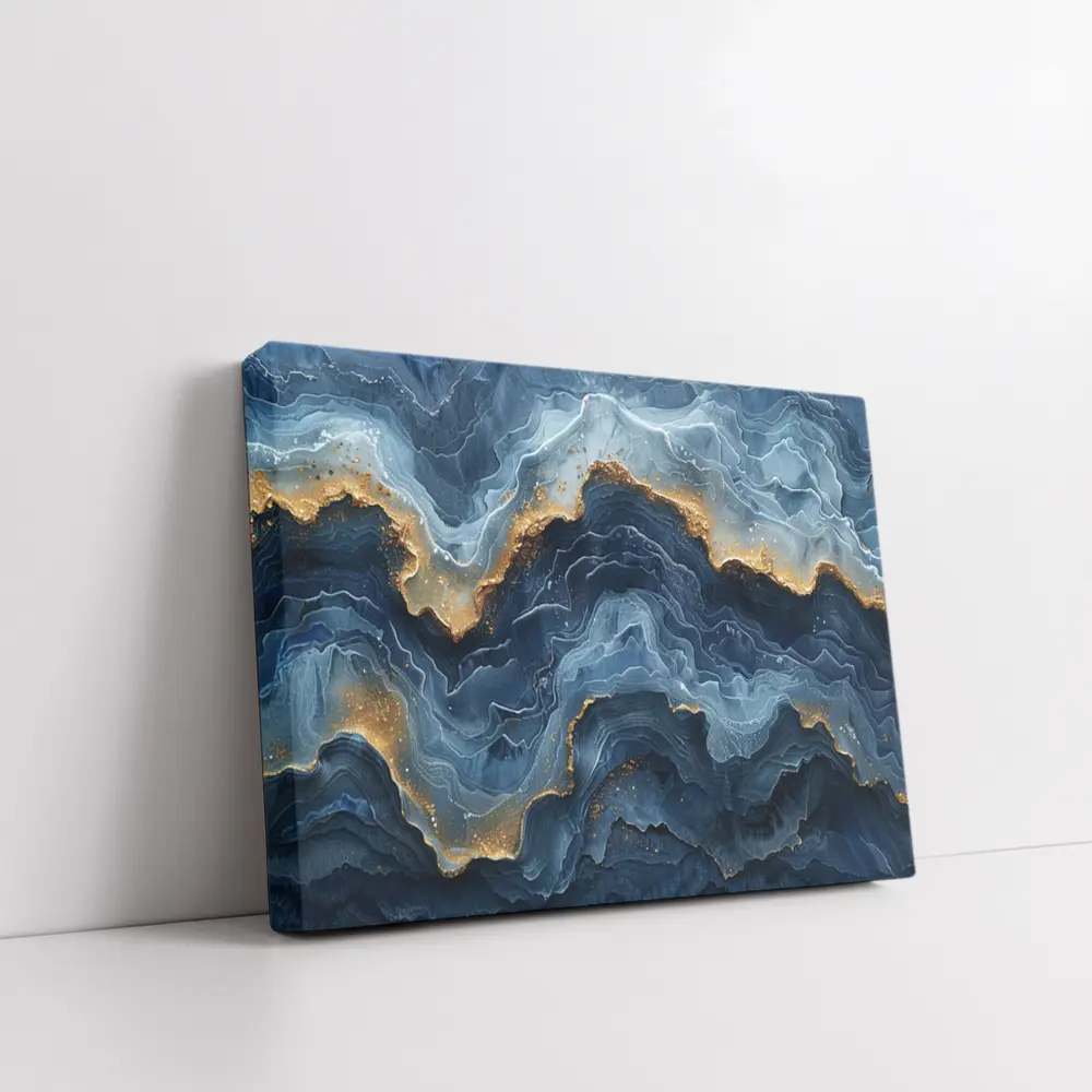 Blue Marble Abstract Art Gold Accents – Wall Art