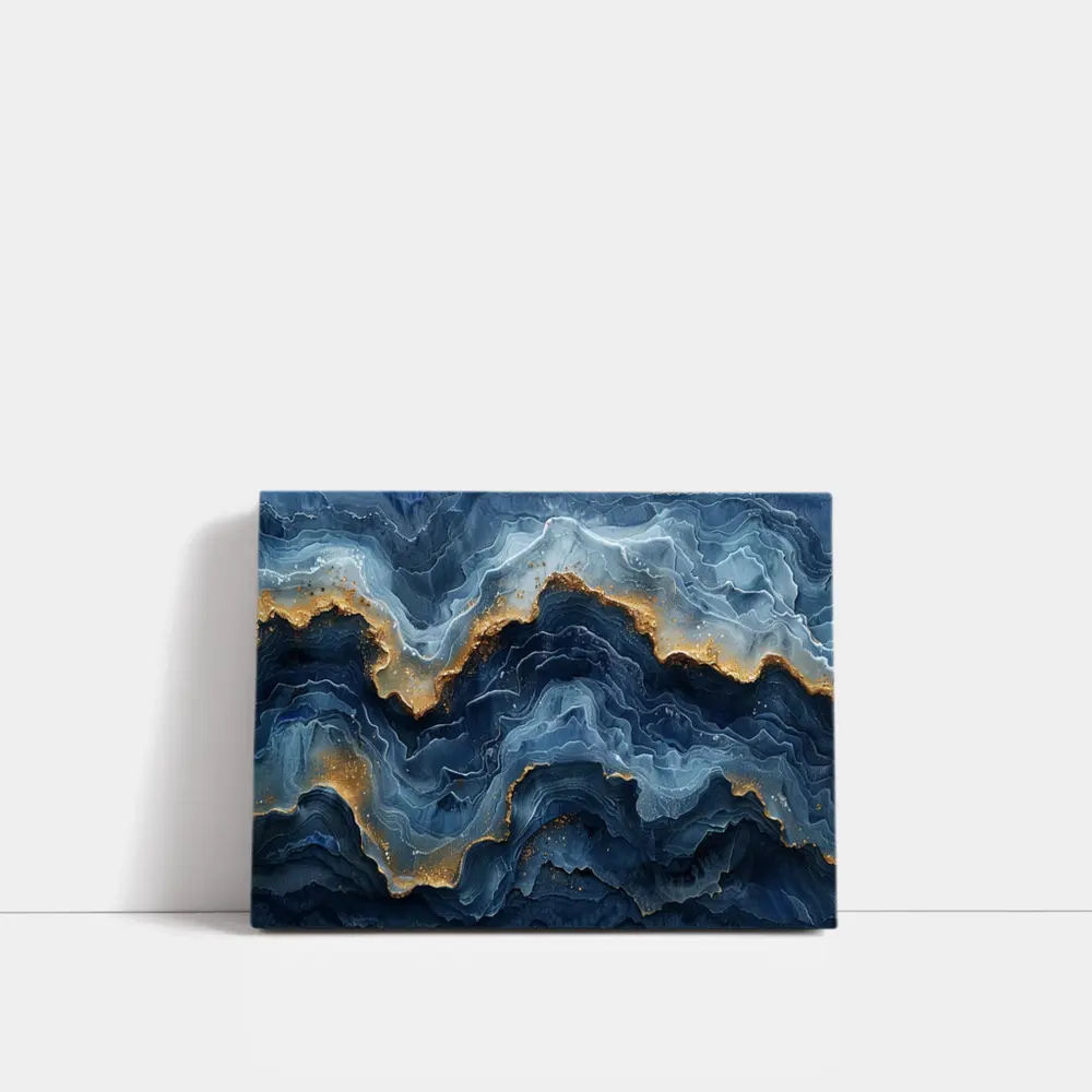 Blue Marble Abstract Art Gold Accents – Wall Art