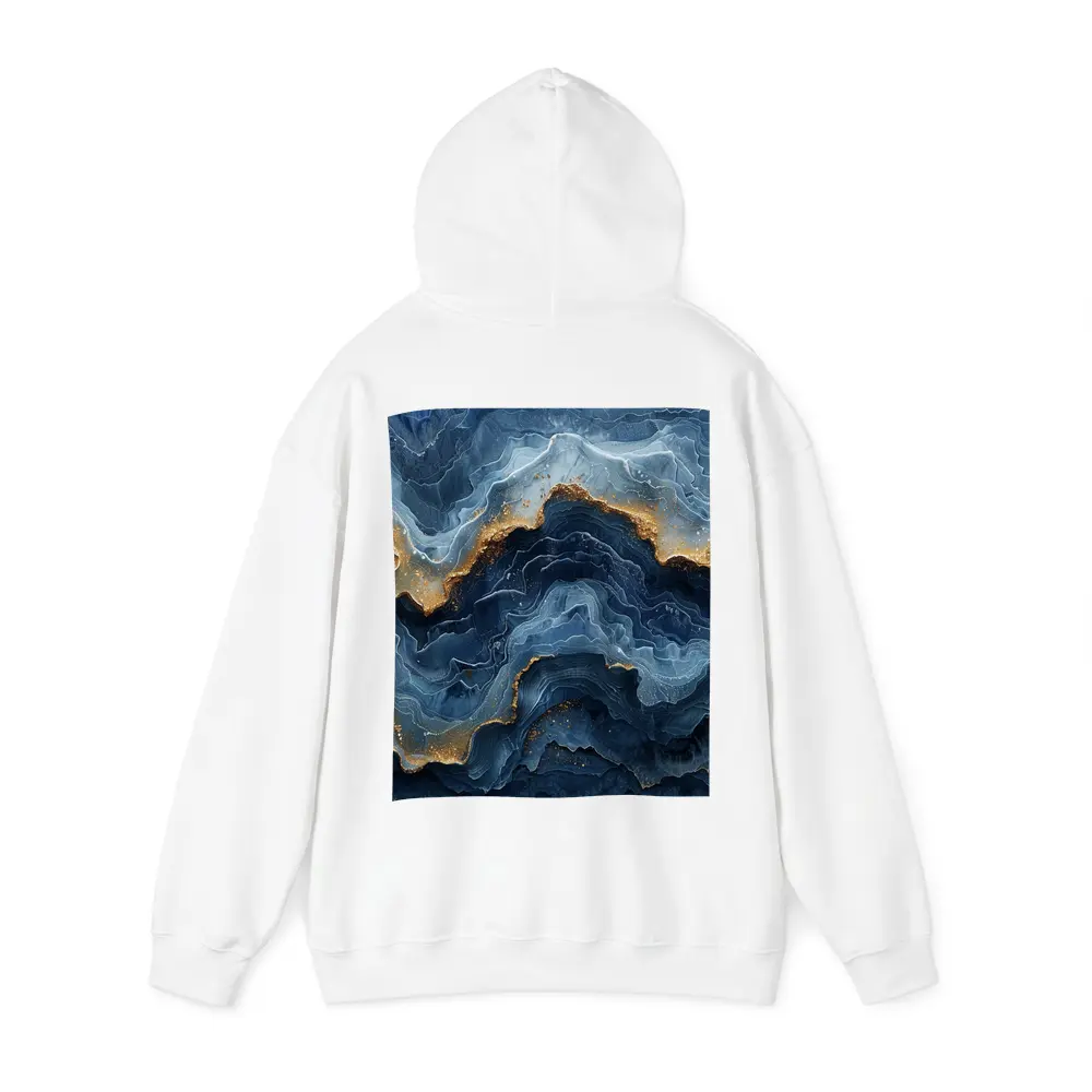 Blue Marble Abstract Art Gold Accents – Hoodies