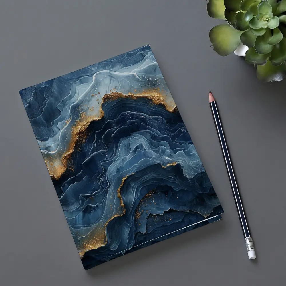 Blue Marble Abstract Art Gold Accents – Notebooks