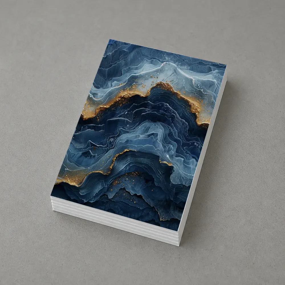 Blue Marble Abstract Art Gold Accents – Postcards