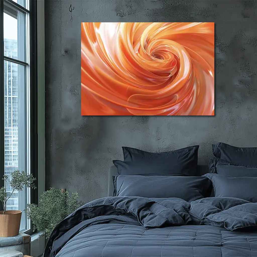 Orange Swirl Abstract Fluid Art Design – Wall Art
