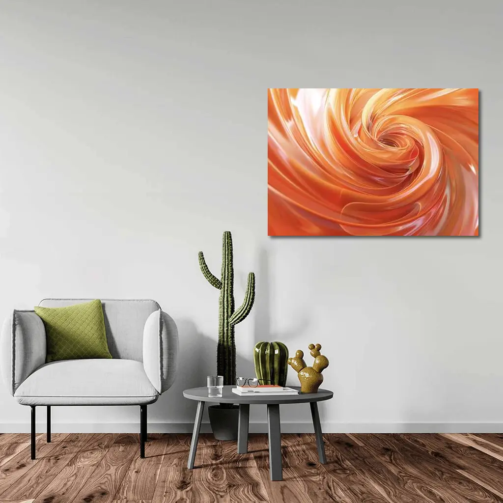 Orange Swirl Abstract Fluid Art Design – Wall Art