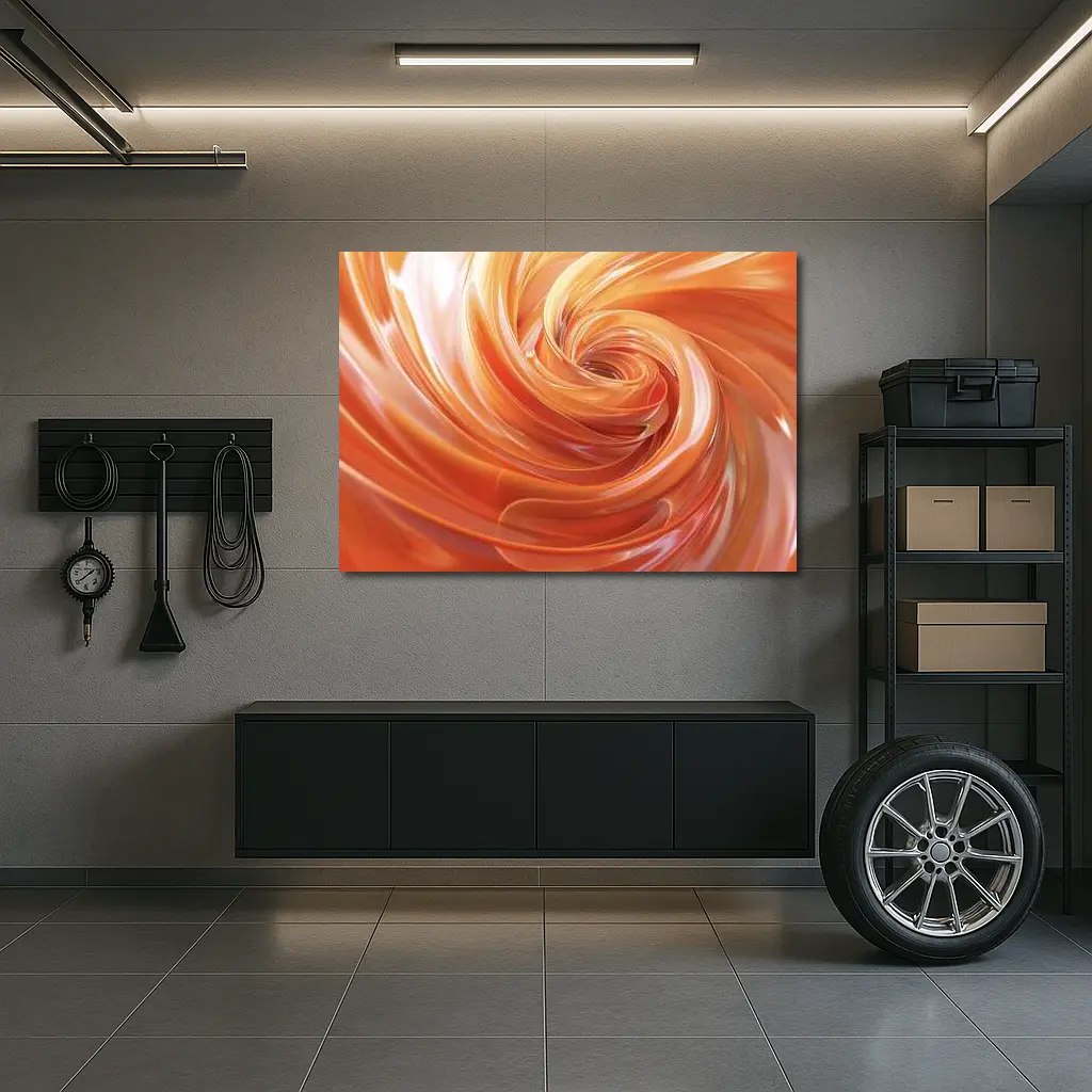 Orange Swirl Abstract Fluid Art Design – Wall Art