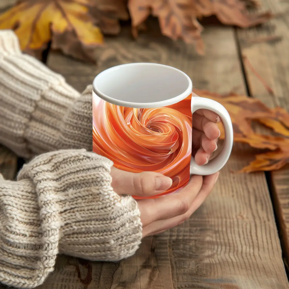 Orange Swirl Abstract Fluid Art Design – Mugs