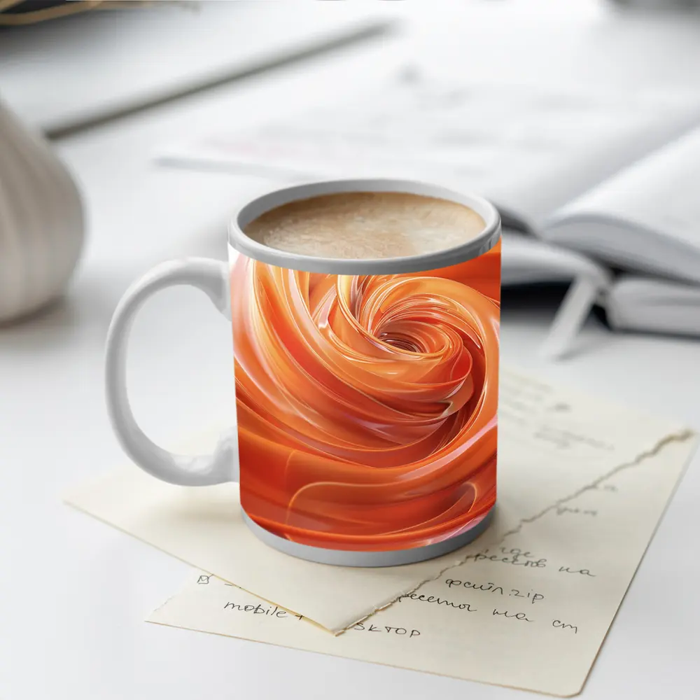 Orange Swirl Abstract Fluid Art Design – Mugs