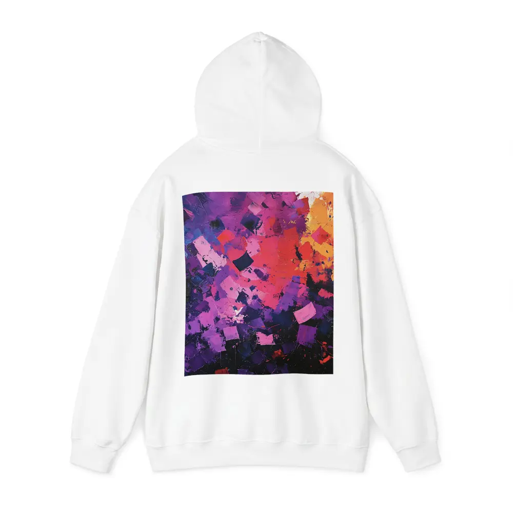 Abstract Purple Orange Geometric Brushstroke Painting – Hoodies