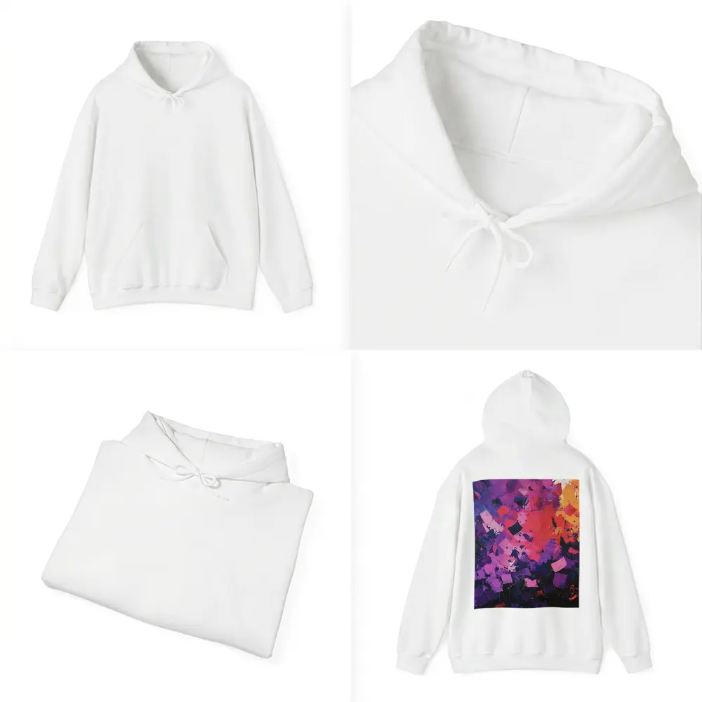 Abstract Purple Orange Geometric Brushstroke Painting – Hoodies