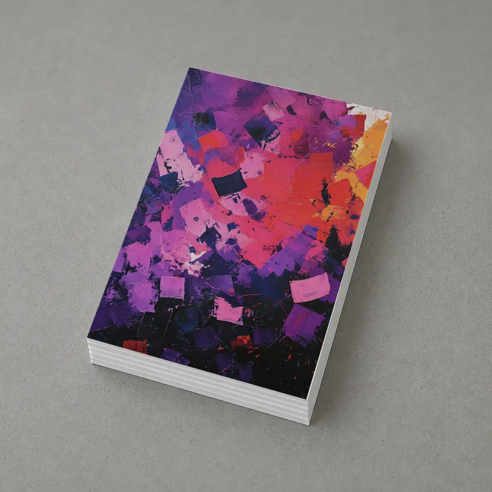 Abstract Purple Orange Geometric Brushstroke Painting – Postcards