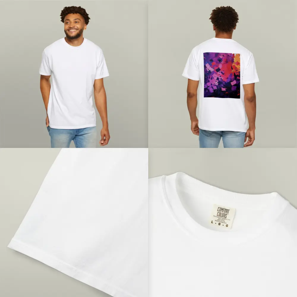Abstract Purple Orange Geometric Brushstroke Painting – T-Shirts