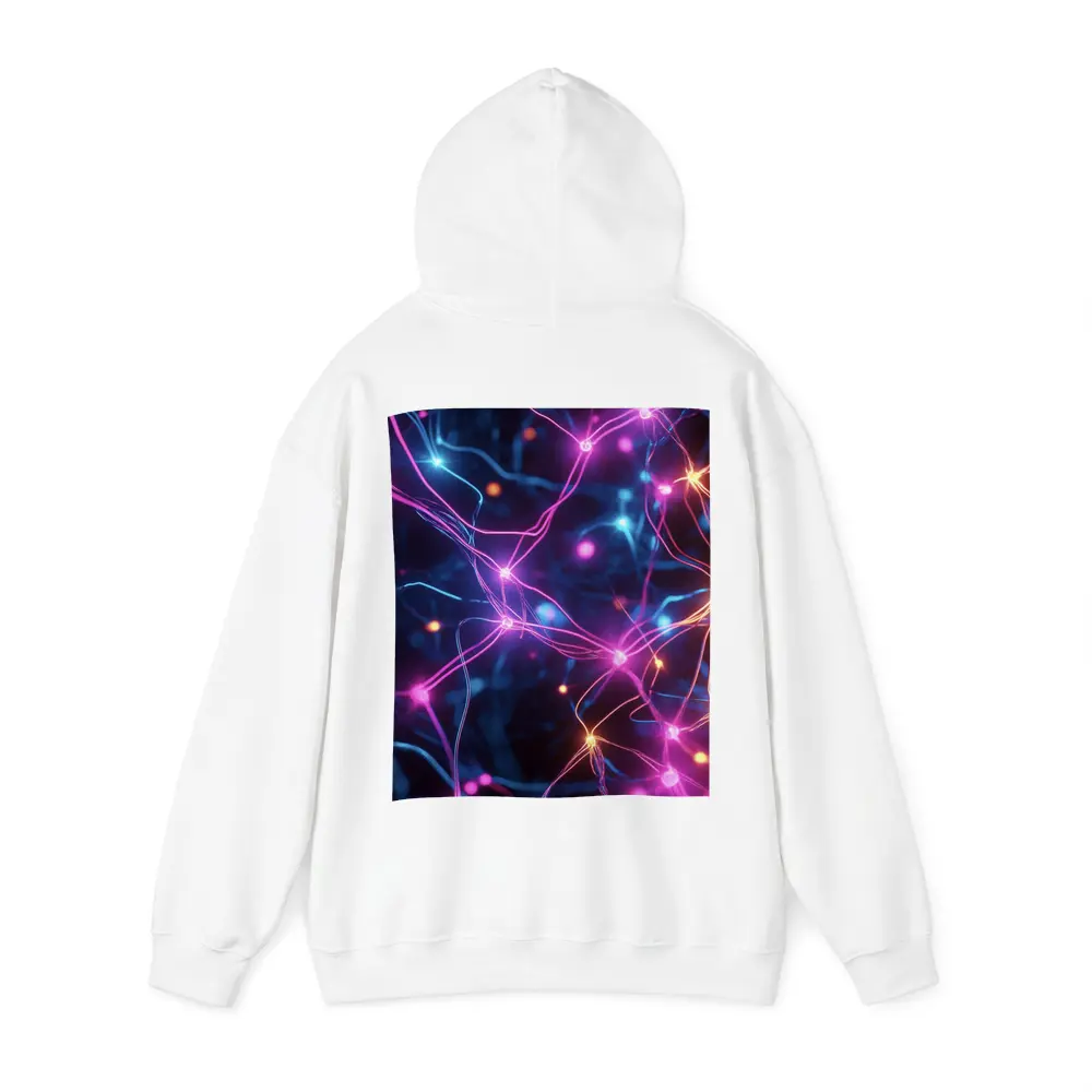 Neon Neural Network Glowing Blue Pink Background – Hoodies