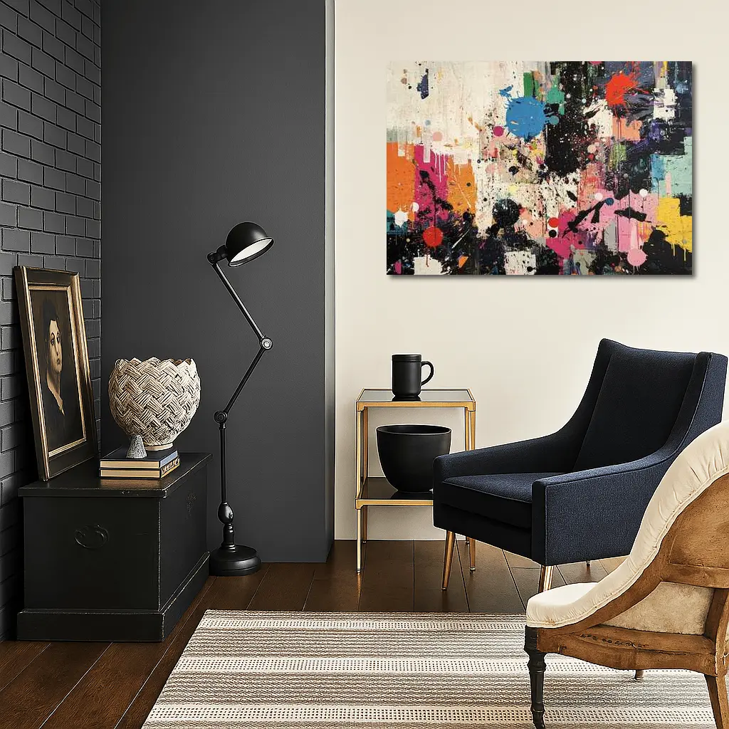 Abstract Graffiti Paint Splatter Colorful Art – Wall Art