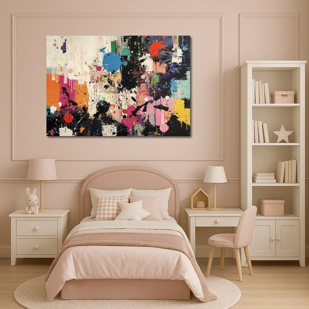 Abstract Graffiti Paint Splatter Colorful Art – Wall Art