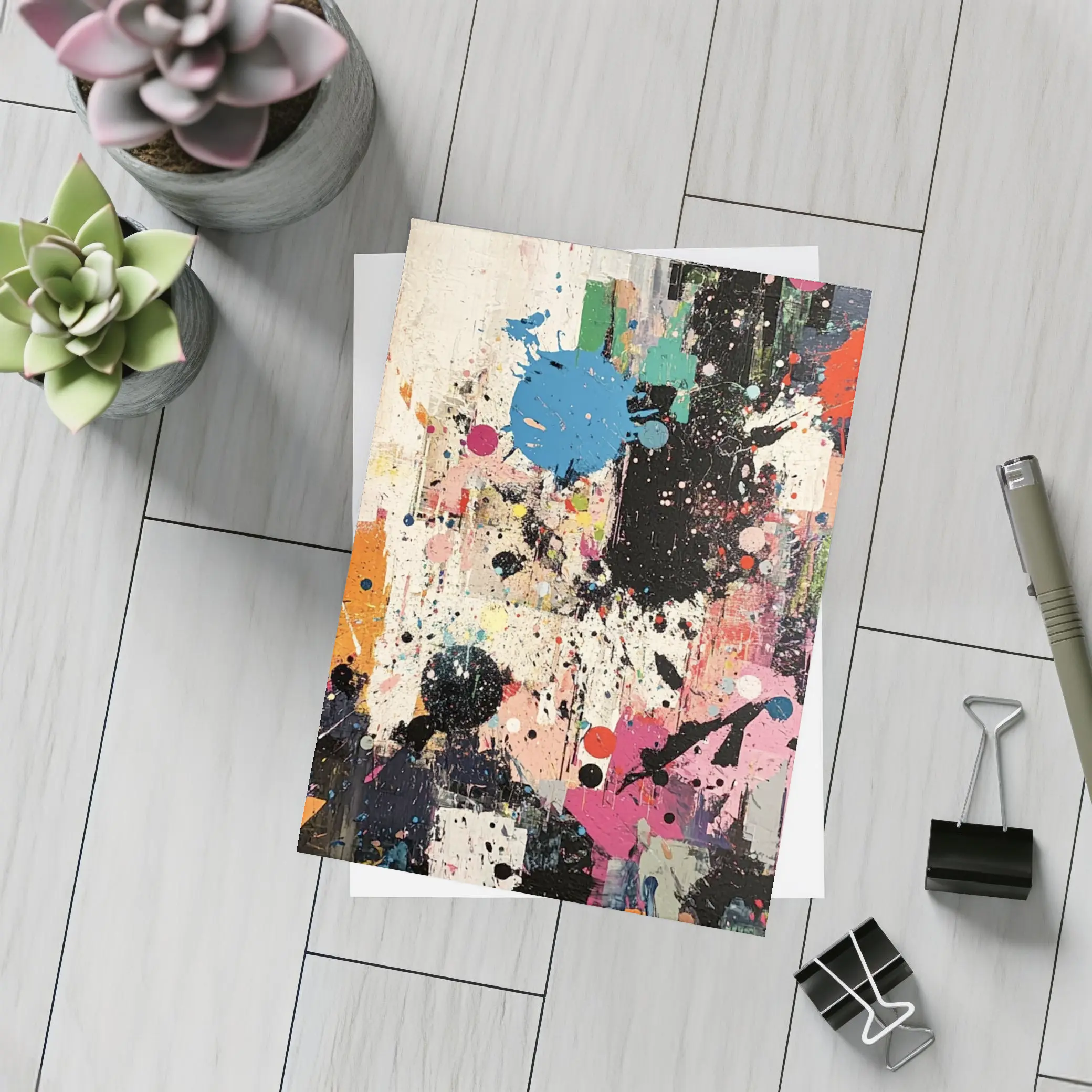 Abstract Graffiti Paint Splatter Colorful Art – Postcards