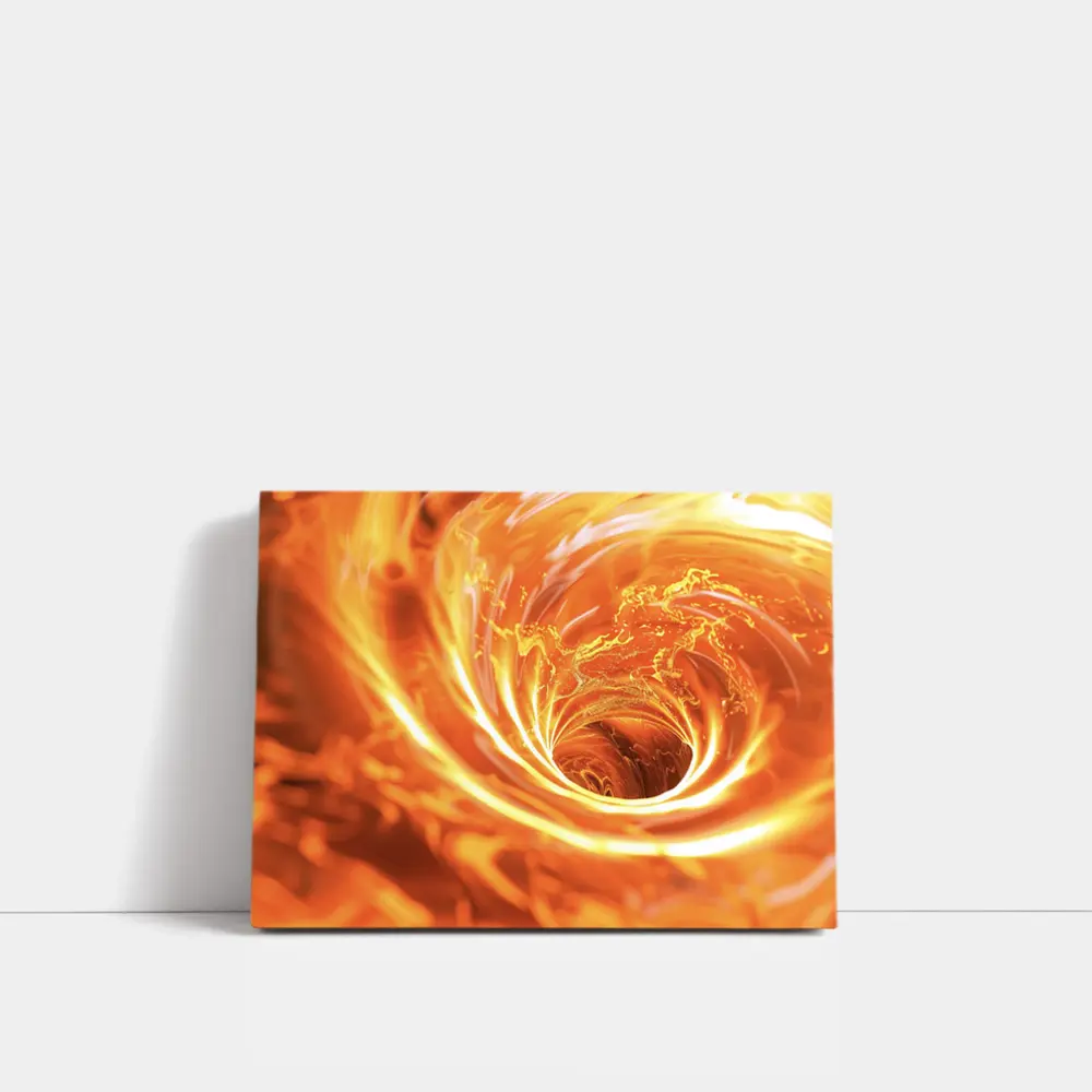 Fiery Spiral Vortex Abstract Orange Flame – Wall Art