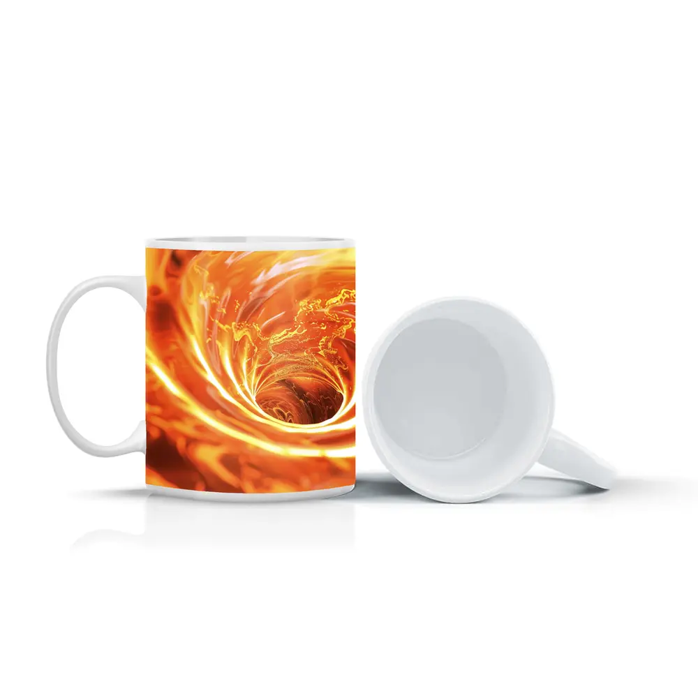 Fiery Spiral Vortex Abstract Orange Flame – Mugs