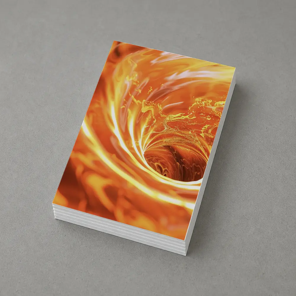 Fiery Spiral Vortex Abstract Orange Flame – Postcards