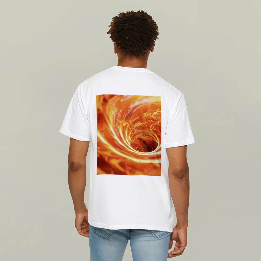 Fiery Spiral Vortex Abstract Orange Flame – T-Shirts