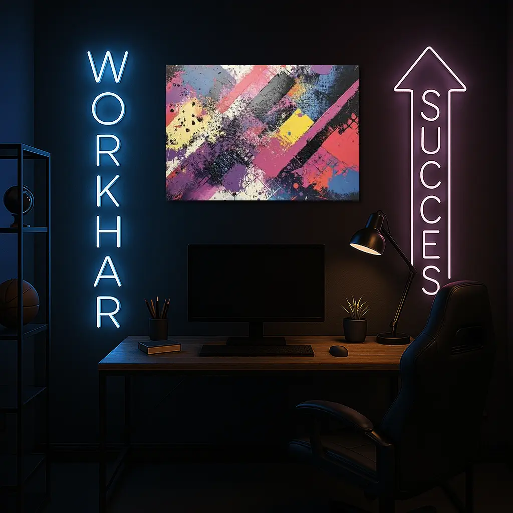 Bold Abstract Geometric Graffiti Art Pink Purple – Wall Art