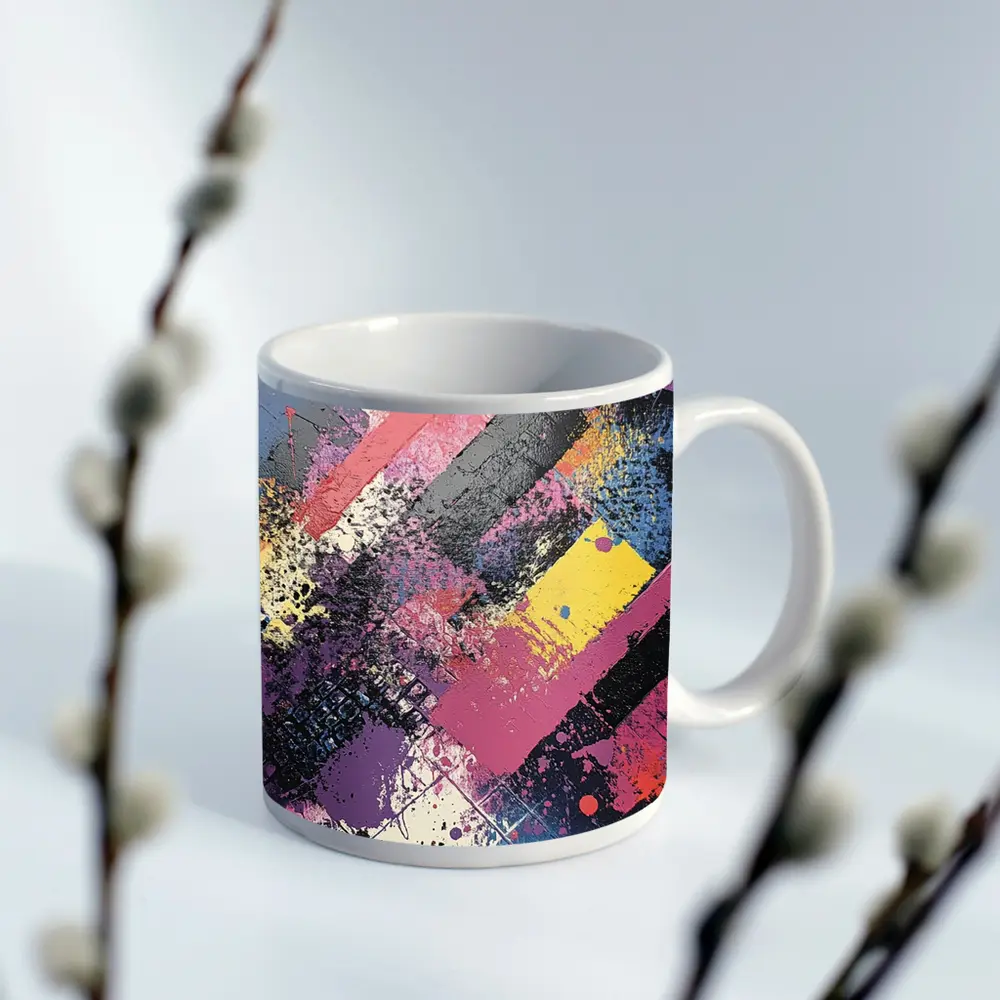 Bold Abstract Geometric Graffiti Art Pink Purple – Mugs
