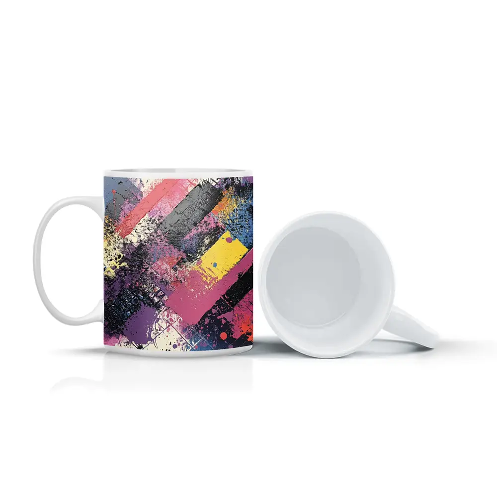 Bold Abstract Geometric Graffiti Art Pink Purple – Mugs