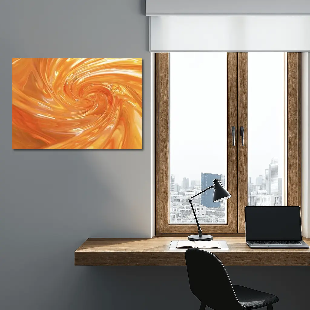 Orange Swirl Abstract Glossy Liquid Art – Wall Art