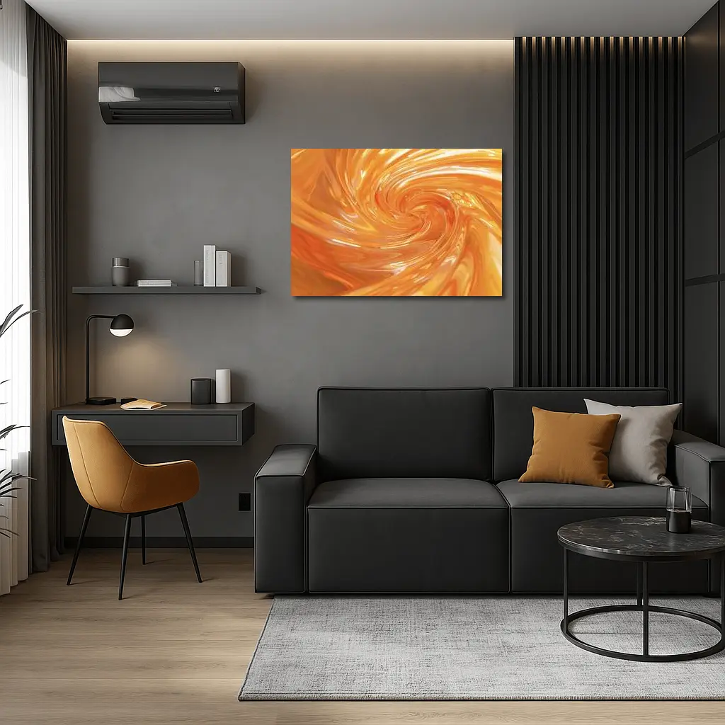 Orange Swirl Abstract Glossy Liquid Art – Wall Art
