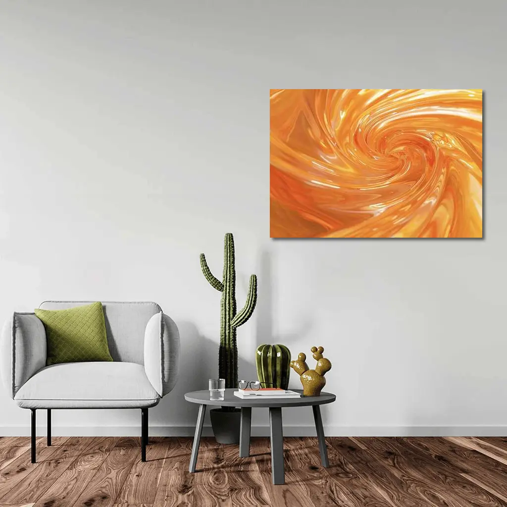 Orange Swirl Abstract Glossy Liquid Art – Wall Art