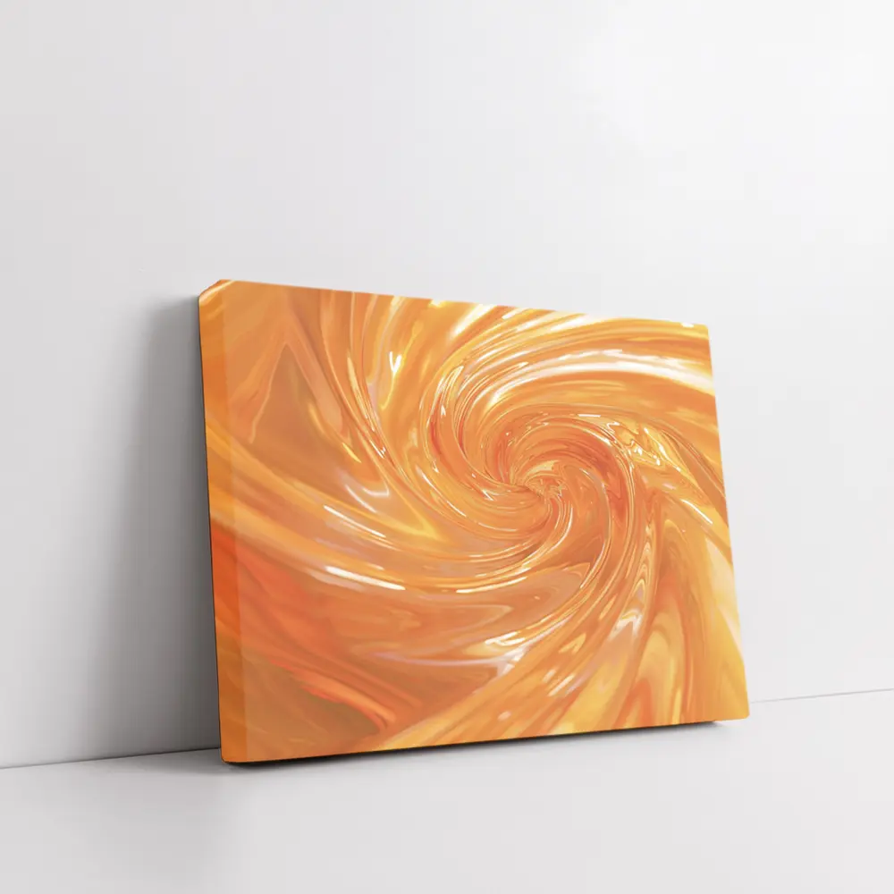 Orange Swirl Abstract Glossy Liquid Art – Wall Art