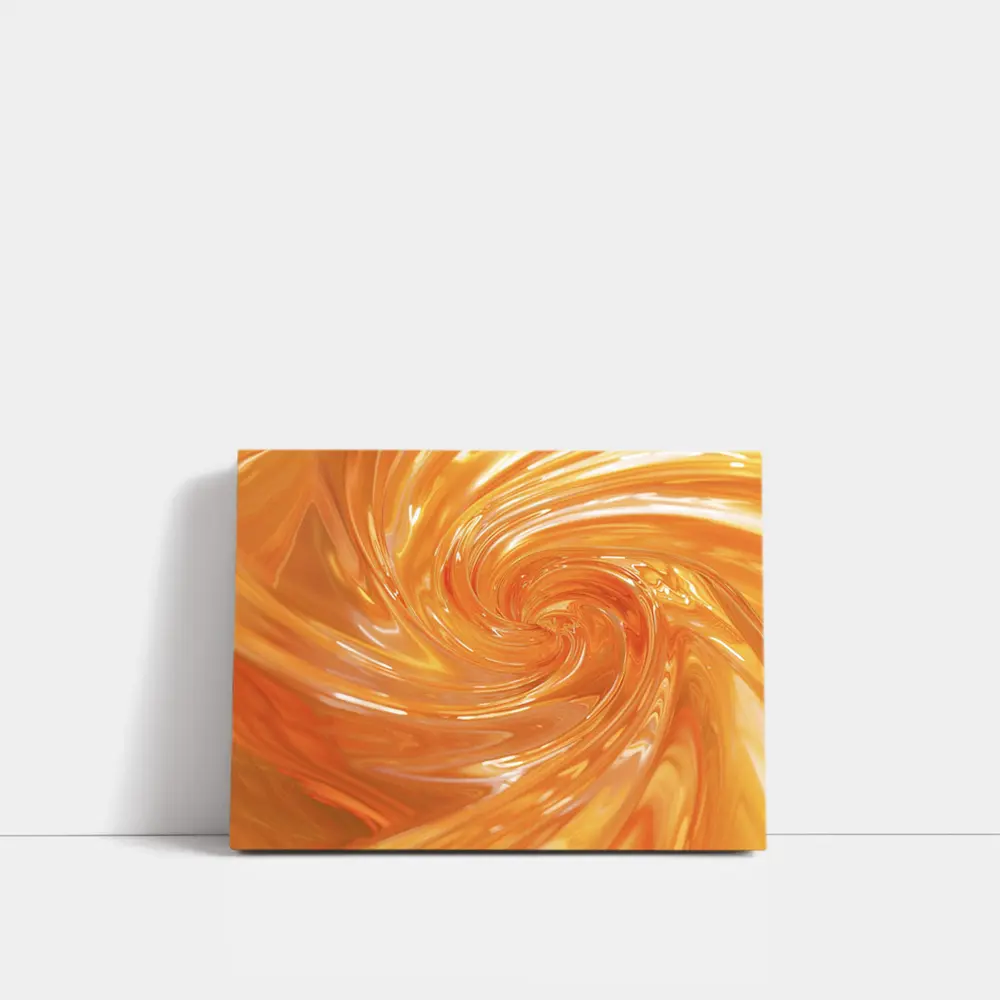 Orange Swirl Abstract Glossy Liquid Art – Wall Art