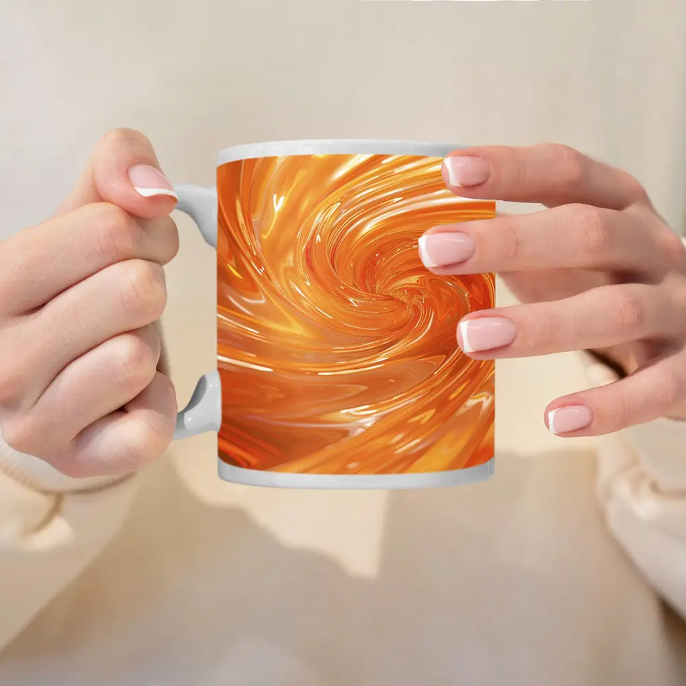 Orange Swirl Abstract Glossy Liquid Art – Mugs