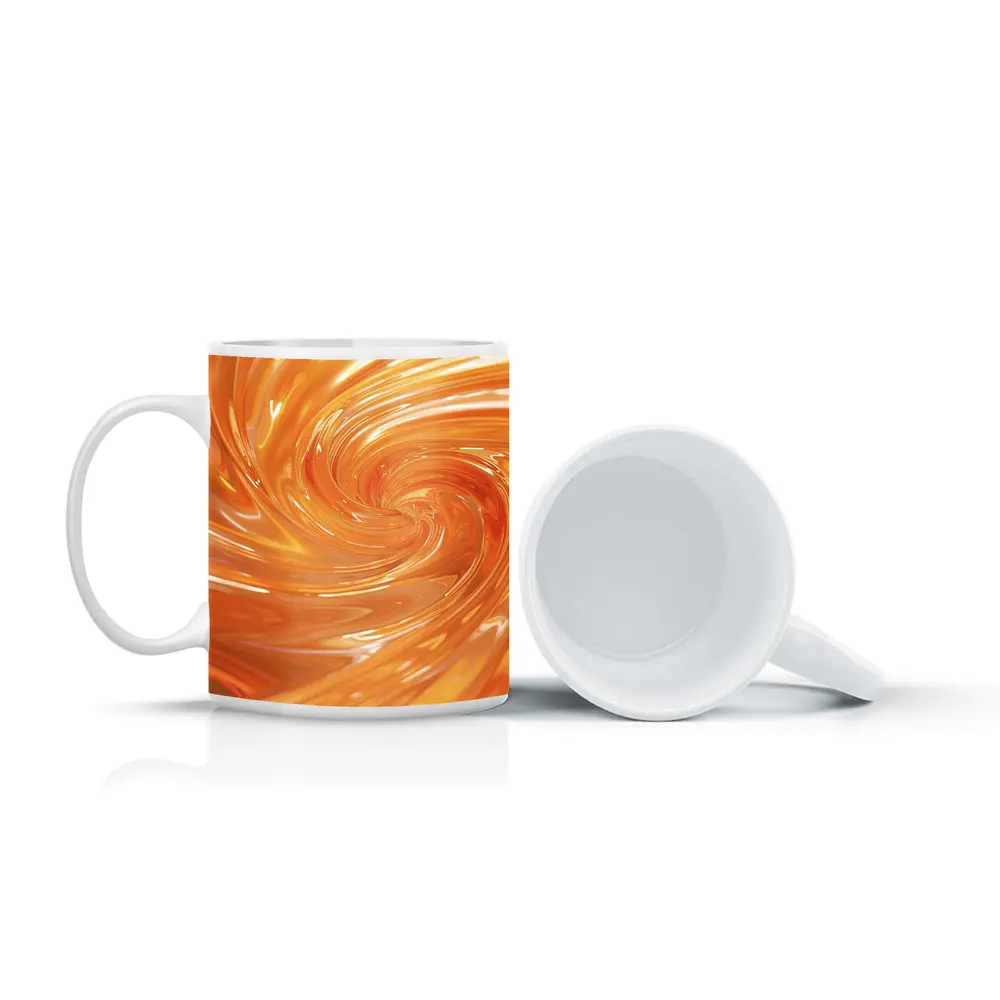 Orange Swirl Abstract Glossy Liquid Art – Mugs