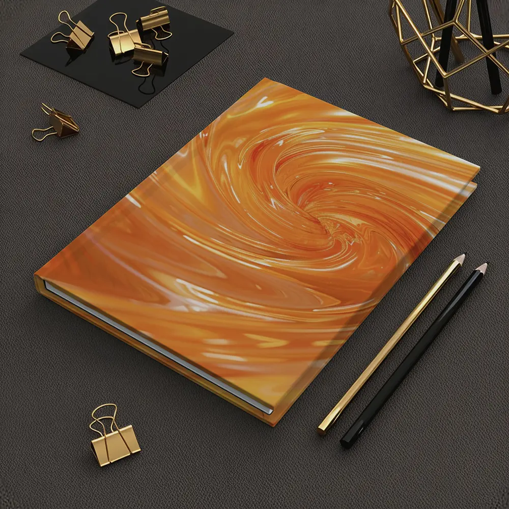 Orange Swirl Abstract Glossy Liquid Art – Notebooks