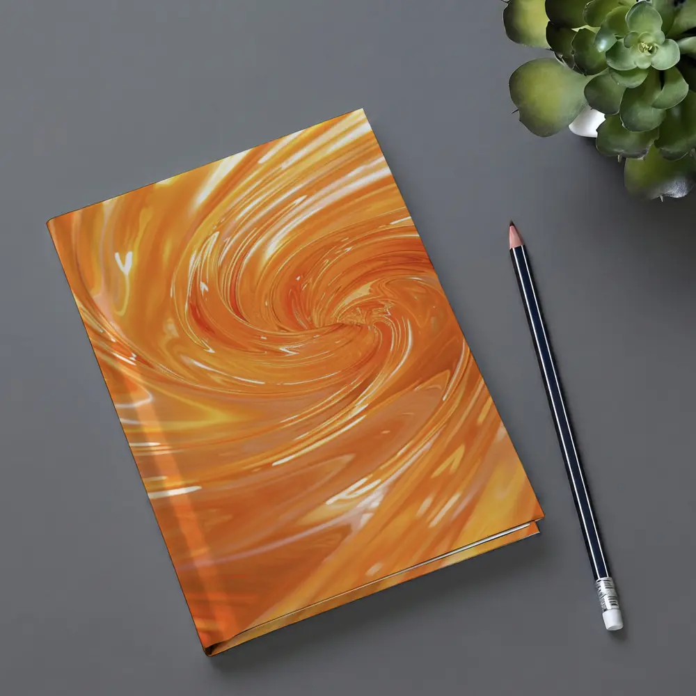 Orange Swirl Abstract Glossy Liquid Art – Notebooks