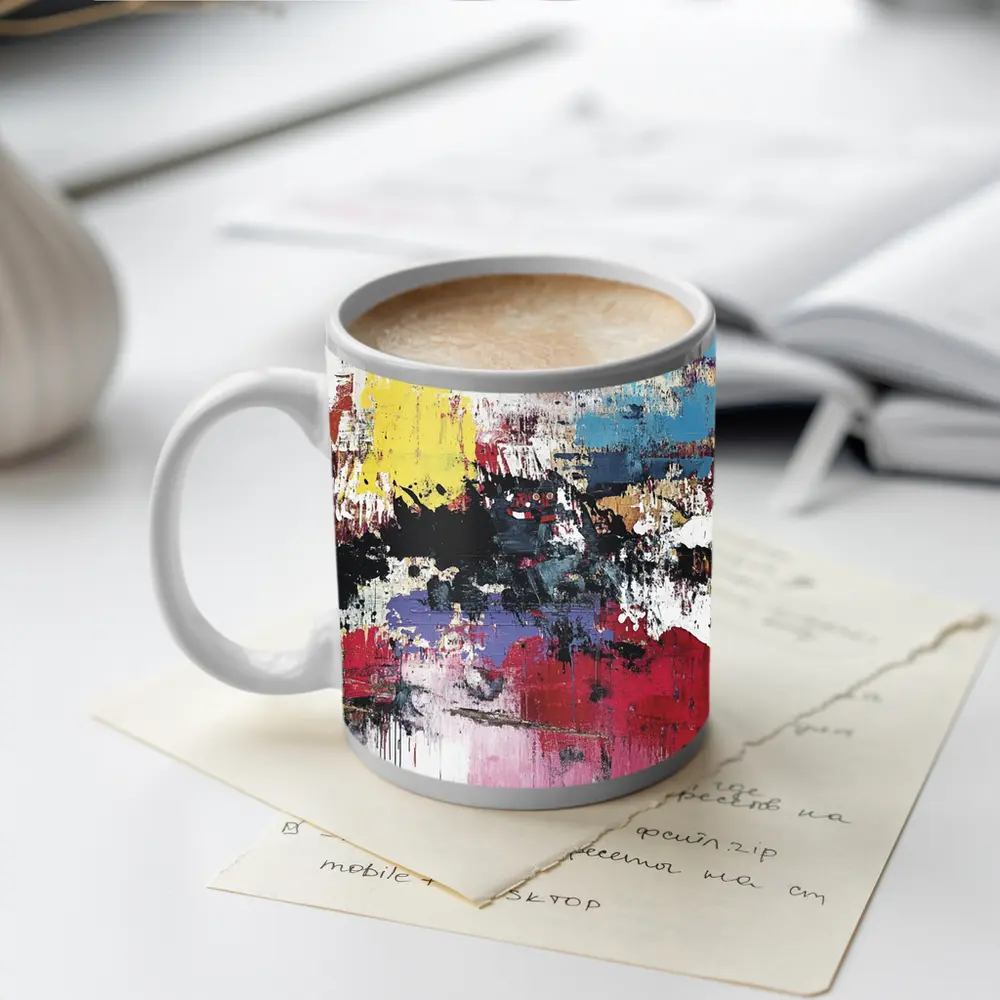Bold Colorful Abstract Expressionist Art Painting – Mugs