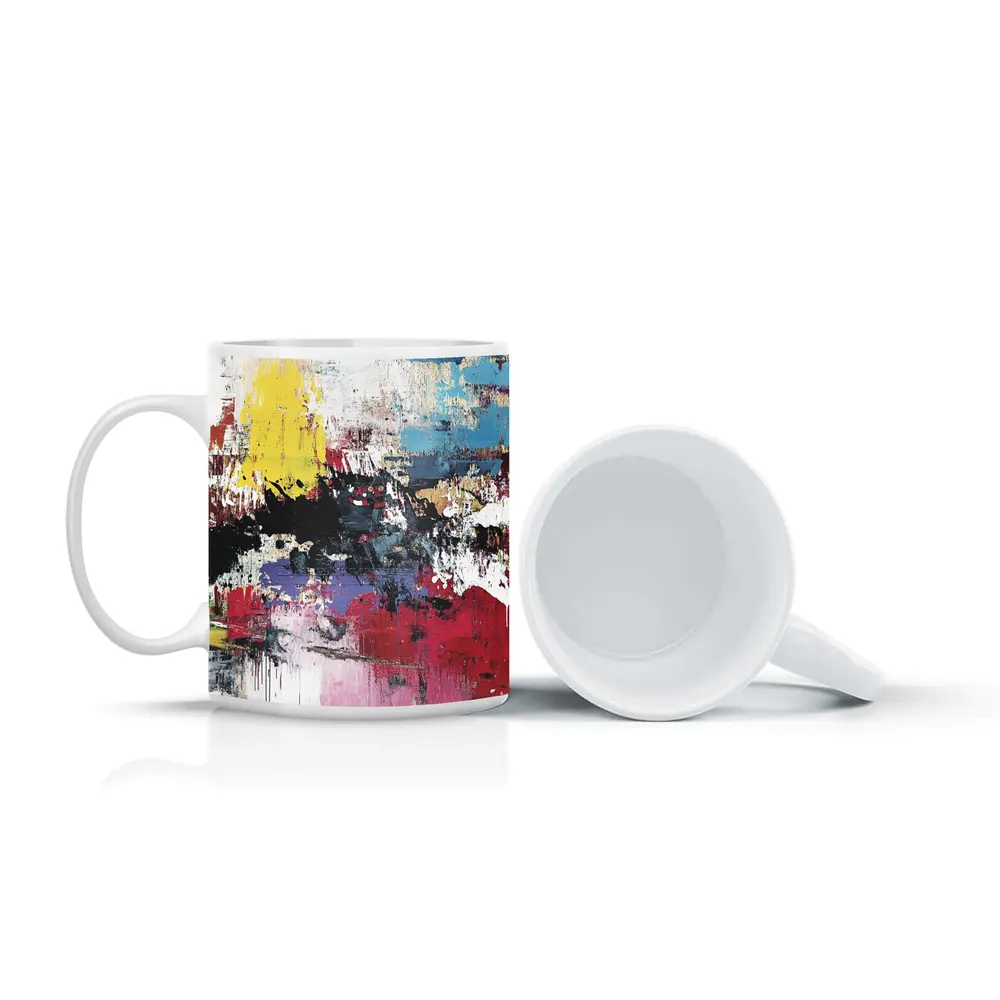 Bold Colorful Abstract Expressionist Art Painting – Mugs