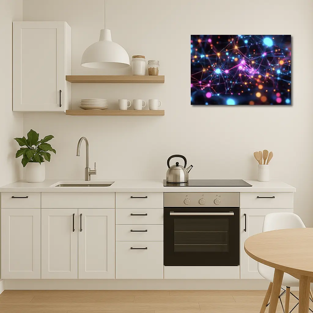 Glowing Neural Network Dark Abstract Art – Wall Art
