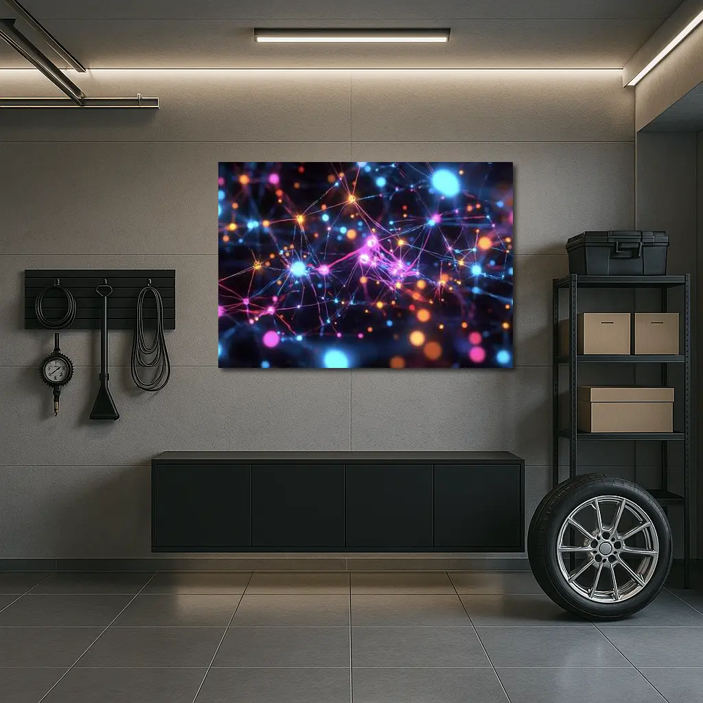 Glowing Neural Network Dark Abstract Art – Wall Art
