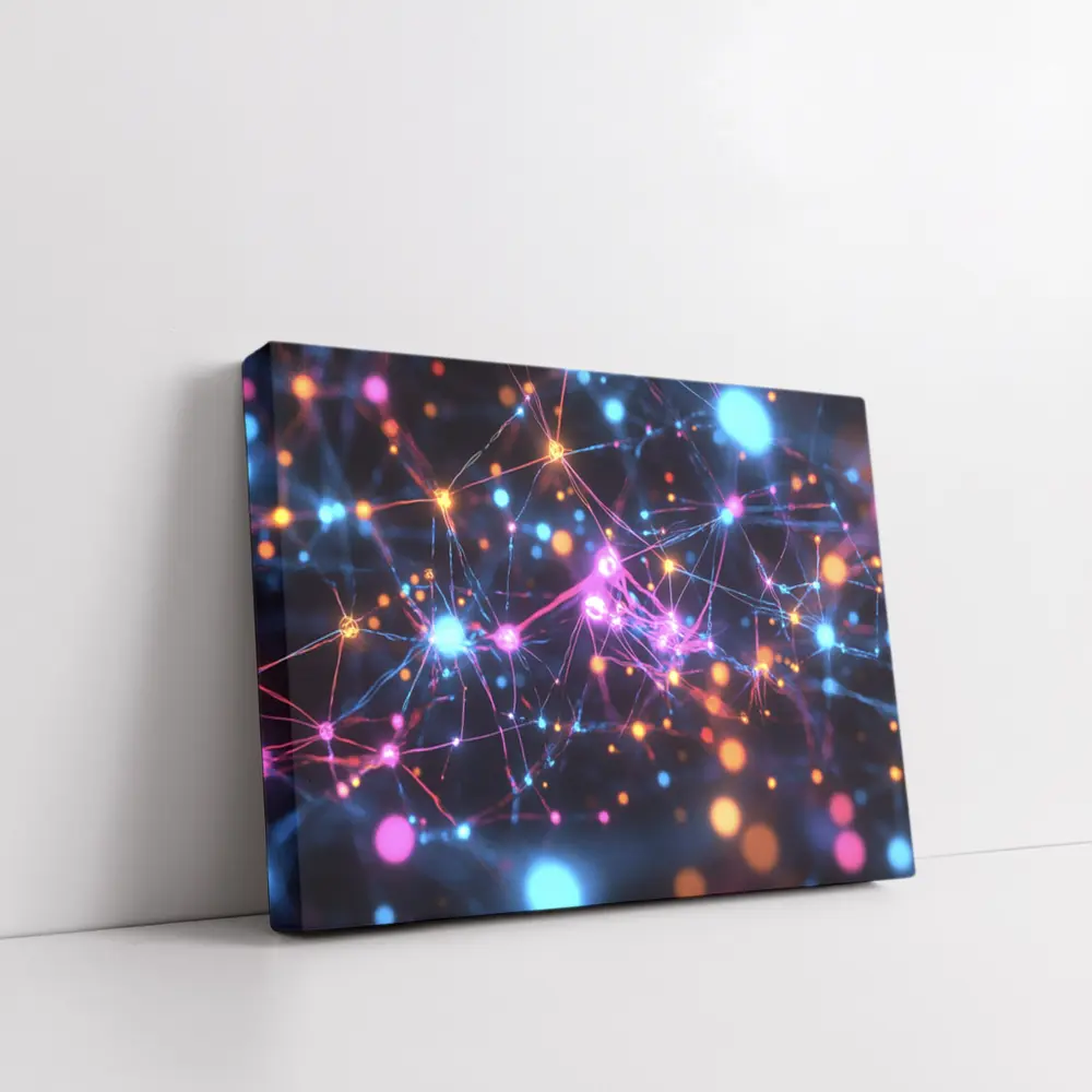 Glowing Neural Network Dark Abstract Art – Wall Art