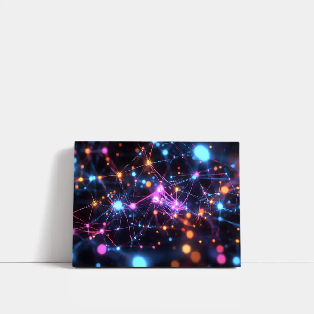 Glowing Neural Network Dark Abstract Art – Wall Art