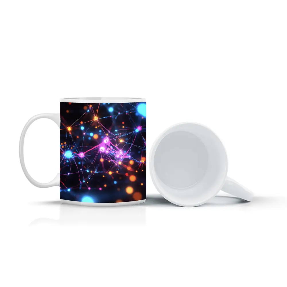 Glowing Neural Network Dark Abstract Art – Mugs