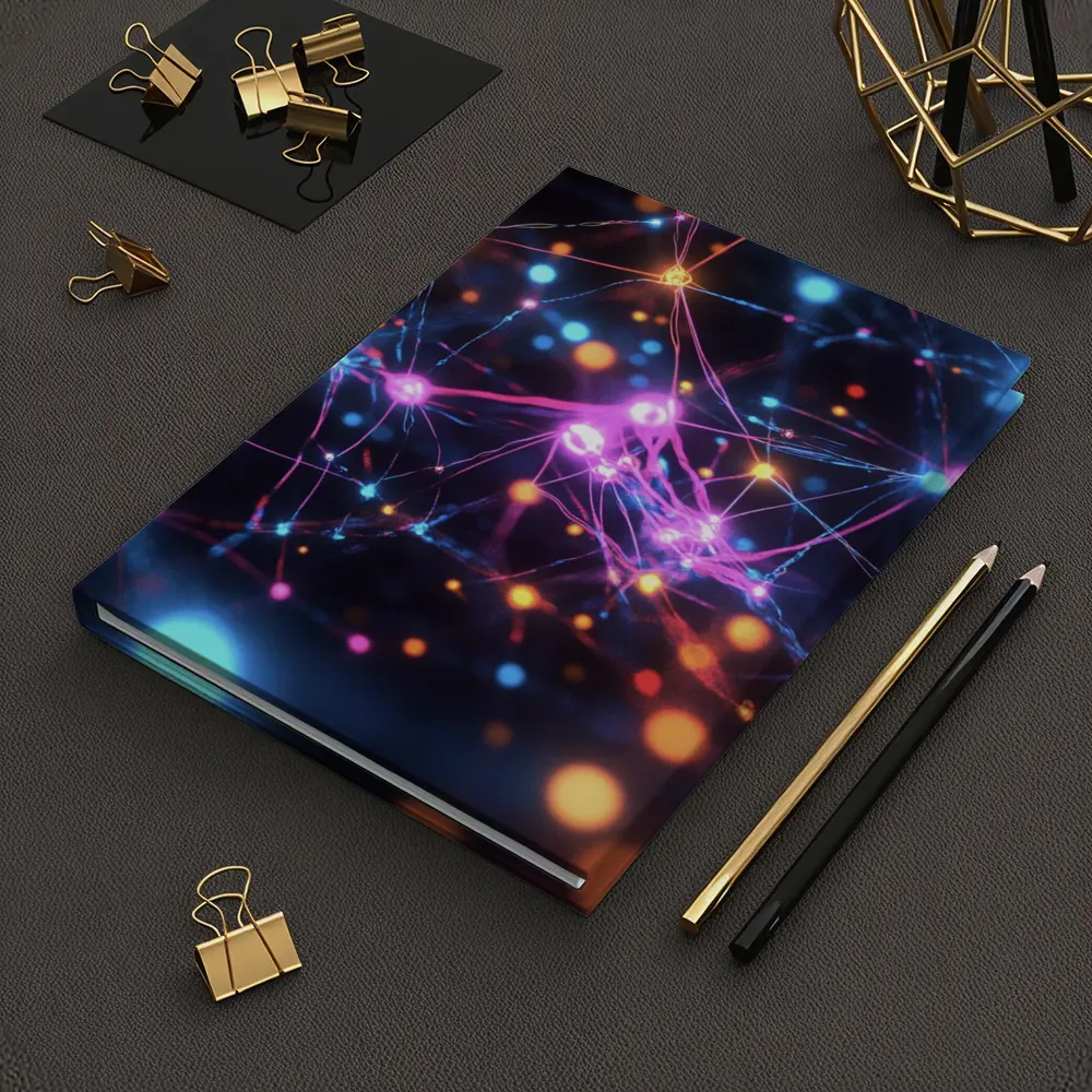 Glowing Neural Network Dark Abstract Art – Notebooks