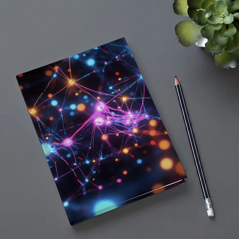 Glowing Neural Network Dark Abstract Art – Notebooks