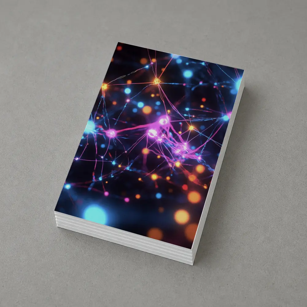 Glowing Neural Network Dark Abstract Art – Postcards