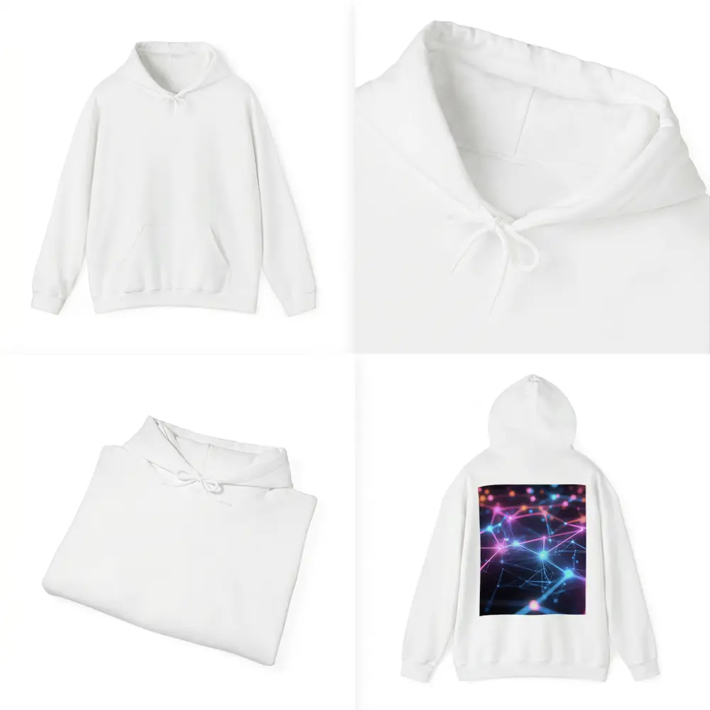 Neon Network Grid Dark Abstract Background – Hoodies