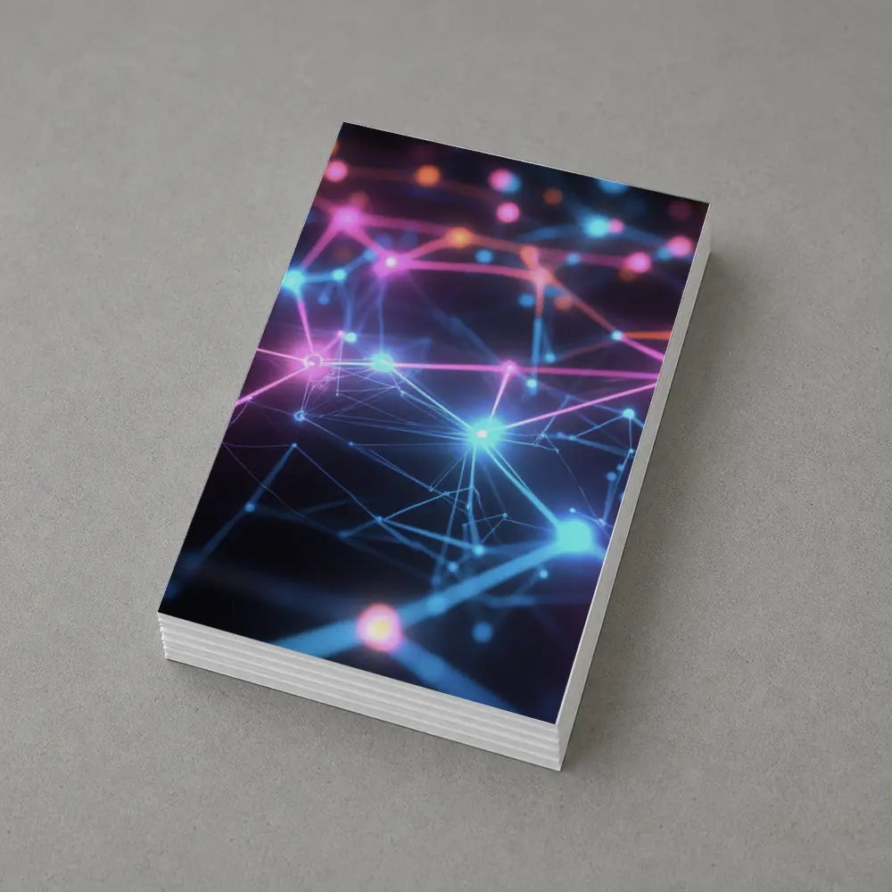 Neon Network Grid Dark Abstract Background – Postcards